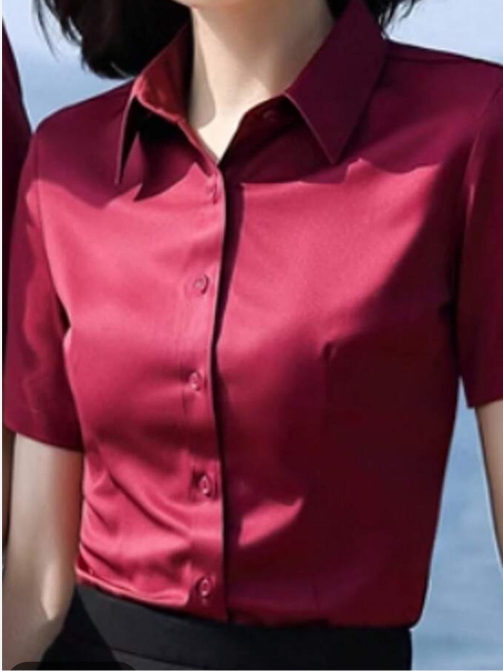 CIDER Short Sleeve Silk Button-Front Shirt in Wine Y2K NWT Size L